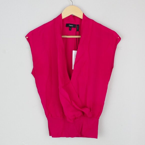 NEW Theory Silk Draped Combo Wrap Top - for Work or Date Night - Picture 2 of 7